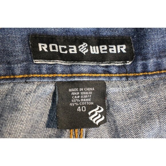 Vintage Rocawear Mens 38 x 14 Y2K Spell Out Baggy Jean Shorts Jorts G1401 - Picture 5 of 5